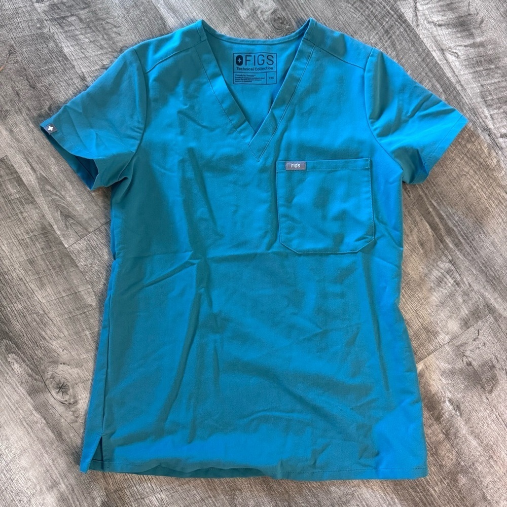 FIGS Technical Collection Catarine One Pocket Top Marine Green Womens Sz. XXS